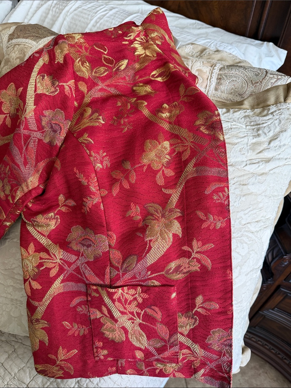 VINTAGE Chicos gold red plum Asian jacket size Medium 8-10 - Picture 7 of 16
